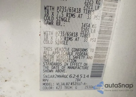 2016 Nissan Pathfinder S from USA, damaged, VIN 5N1AR2MN4GC624514